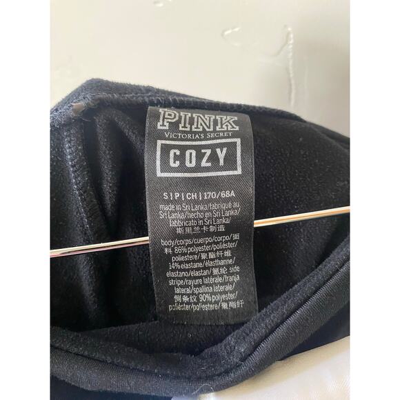 Victoria's Secret PINK Leggings "COZY" Black Velour Side Panels - Picture 7 of 10